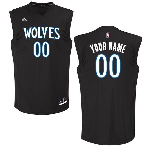 Men Minnesota Timberwolves Adidas Black Custom Chase NBA Jersey